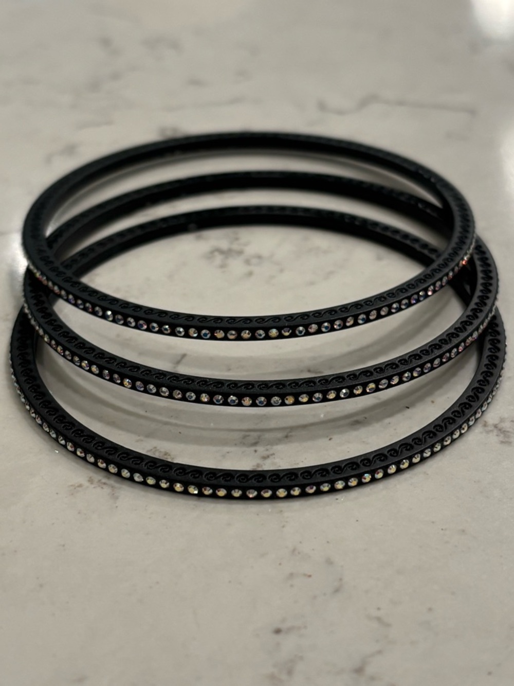 NWOT Brighton Set of 3 Black Crystal-Embellished Bangle Bracelets
